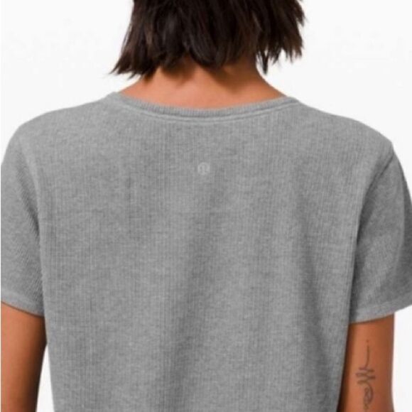 Lululemon Love Crew Short Sleeve Cotton Waffle Knit Top gray - Picture 2 of 8